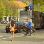 At a crossing in front of a palace