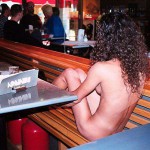 In a street cafe within the pedestrian area