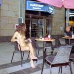 In a street cafe within the pedestrian area