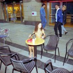 In a street cafe within the pedestrian area