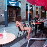 In a street cafe within the pedestrian area