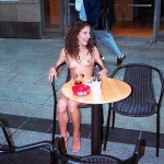 In a street cafe within the pedestrian area