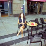 In a street cafe within the pedestrian area