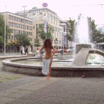 At a fountain in front