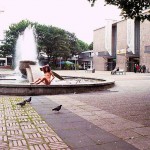At a fountain in front