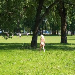 In a park and at a construction site