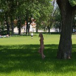 In a park and at a construction site