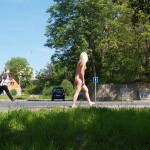 In a park and at a construction site