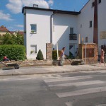 In a park and at a construction site