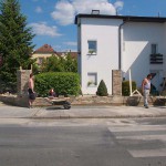 In a park and at a construction site