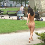 In a residential area and at a bus station