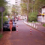 In a public park and along