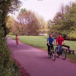 In a public park and along