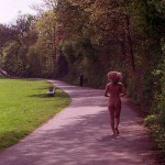 In a public park and along