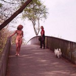 In a public park and along