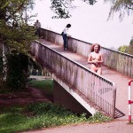 In a public park and along