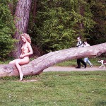 In a public park and along