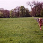 In a public park and along