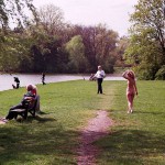 In a public park and along