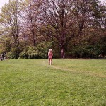 In a public park and along