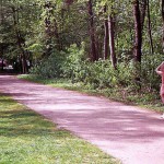 In a public park and along