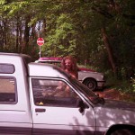 In a public park and along