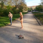 Playing petanque in a city park