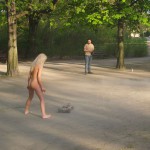 Playing petanque in a city park