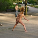 Playing petanque in a city park