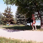 At a lake and in the residential