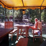 In a restaurant boat