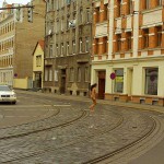 At a crossing on a main road