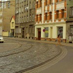 At a crossing on a main road