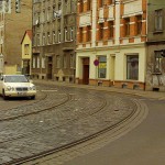 At a crossing on a main road