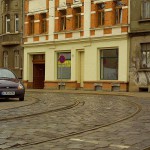 At a crossing on a main road
