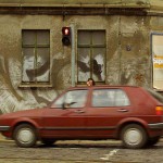 At a crossing on a main road