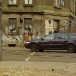 At a crossing on a main road