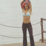 At a riverside promenade