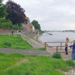 At a riverside promenade