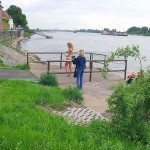 At a riverside promenade