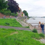 At a riverside promenade