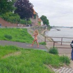 At a riverside promenade