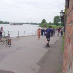 At a riverside promenade