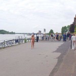 At a riverside promenade