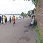 At a riverside promenade