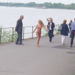 At a riverside promenade