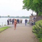 At a riverside promenade