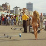 At a riverside promenade