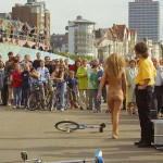 At a riverside promenade