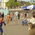 At a riverside promenade